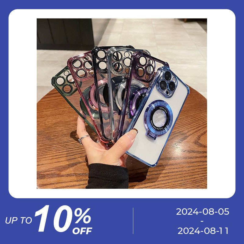 Hot Selling Luxury Shockproof Magnetic With Holder Stand Case Transparent Phone Case for iPhone 16 15 11 12 13 14 Pro Max Plus