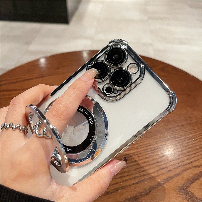 Hot Selling Luxury Shockproof Magnetic With Holder Stand Case Transparent Phone Case for iPhone 16 15 11 12 13 14 Pro Max Plus