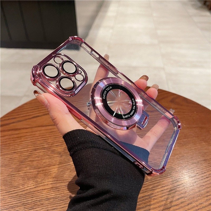 Hot Selling Luxury Shockproof Magnetic With Holder Stand Case Transparent Phone Case for iPhone 16 15 11 12 13 14 Pro Max Plus