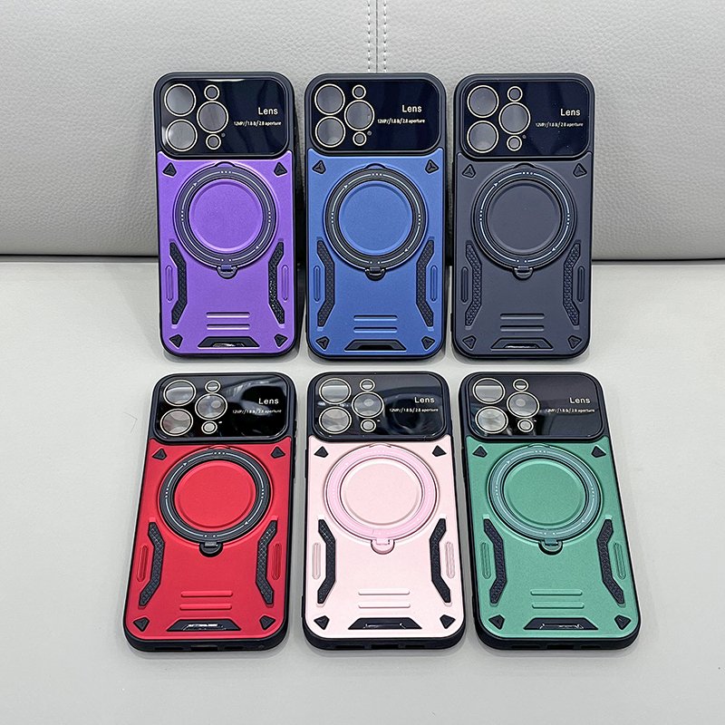 so cool men armor hard pc metal magnet stand tpu glass camera protector mobile phone cases for iphone16 15 14 13