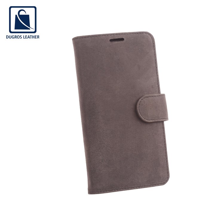Stylish and Luxury Design Suede Lining Material Anthracite Fitting Genuine Leather Phone Mobile Case Manufacturer