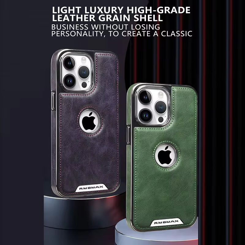 Business Hollow PU Leather Magnetic Cell Phone Case For iPhone 16 15 14 13 12 Pro Max Anti-Drop Shockproof Protective Cover