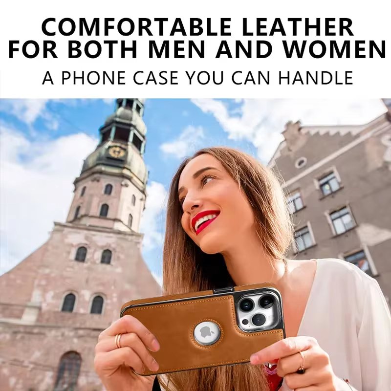 Business Hollow PU Leather Magnetic Cell Phone Case For iPhone 16 15 14 13 12 Pro Max Anti-Drop Shockproof Protective Cover