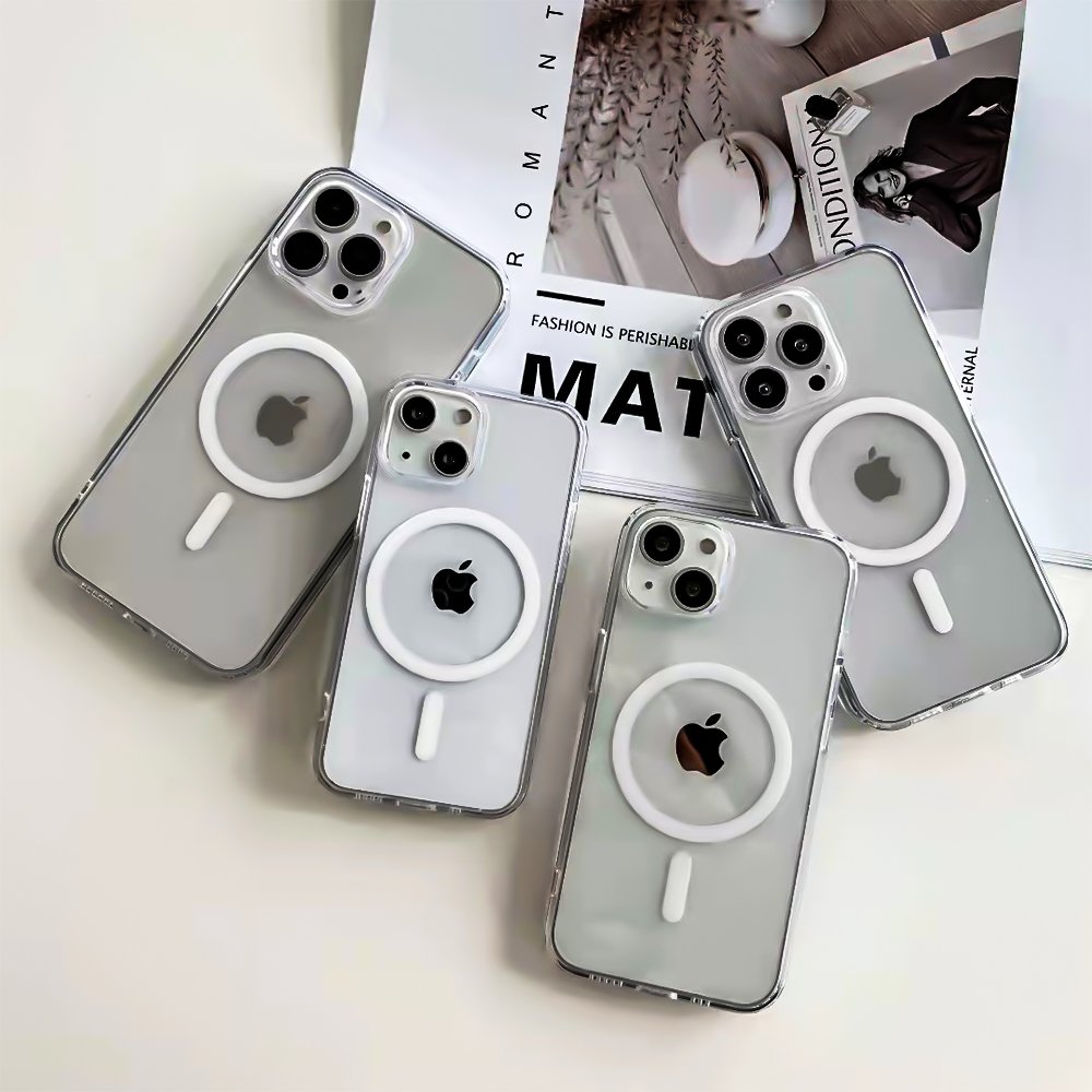 Clear magnetic wireless charge cell phone case For iPhone 15 PRO MAX