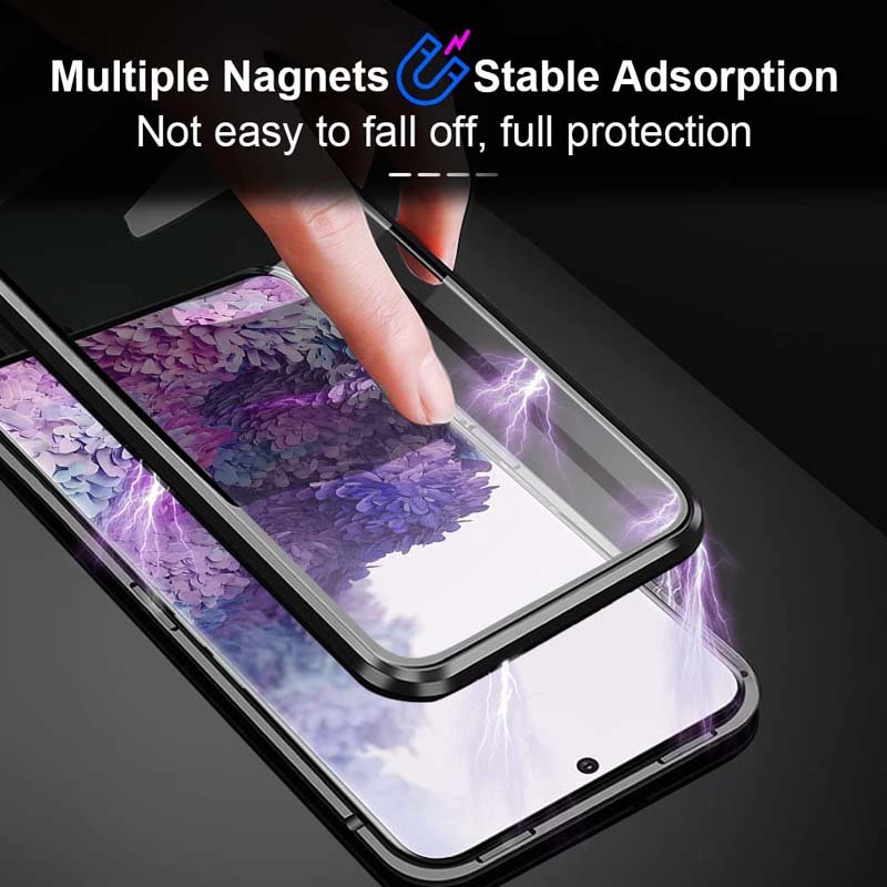 Full Protection Front Back Glass Case Aluminum Clear 360 Double Side Magnetic Case Phone Cover Case for Samsung S20