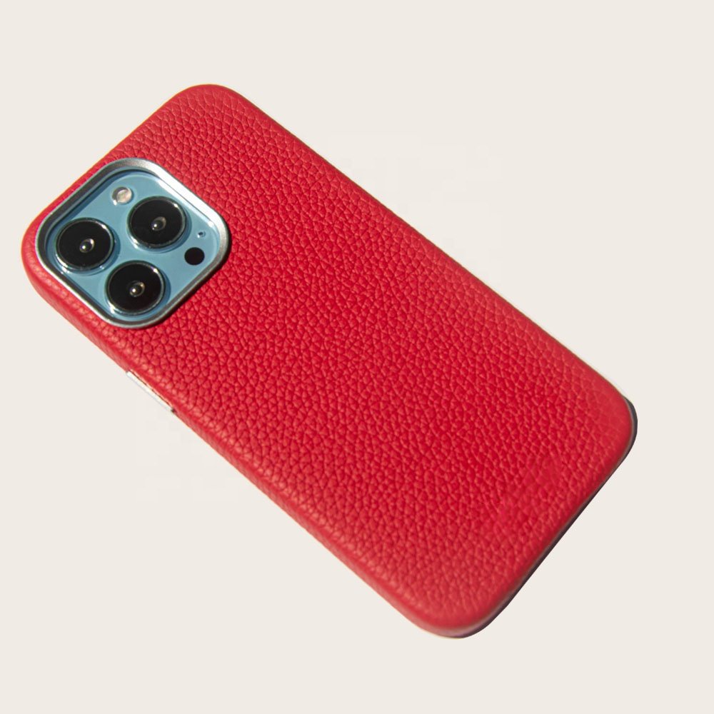 Luxury pebble leather phone case genuine leather mobile phone cases for mobile phone leather case