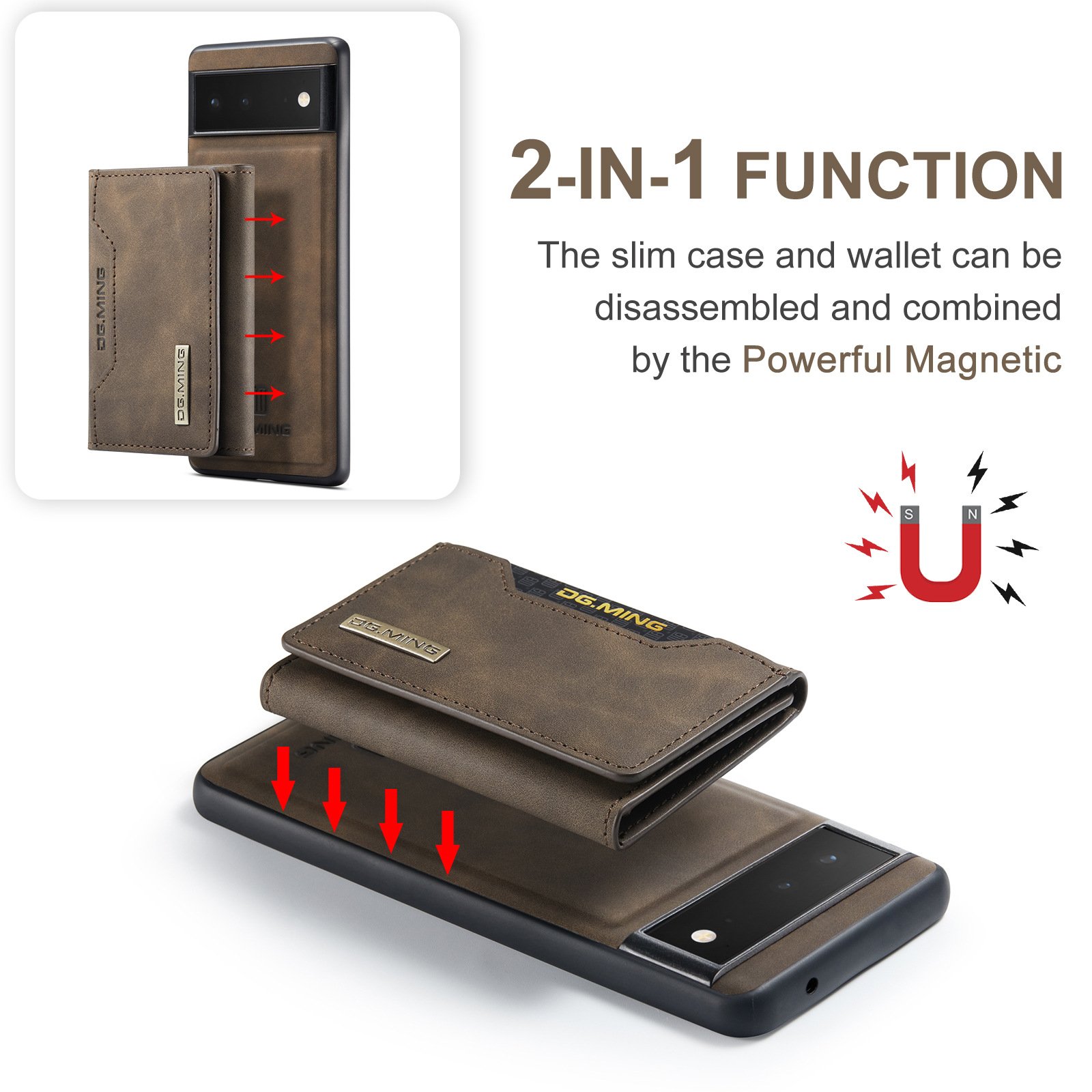 PU Leather Wallet Card Holder for Google Pixel 6 7 8 A Pro Magnetic Mobile Phone Case Cover for Google Pixel 9 Pro XL