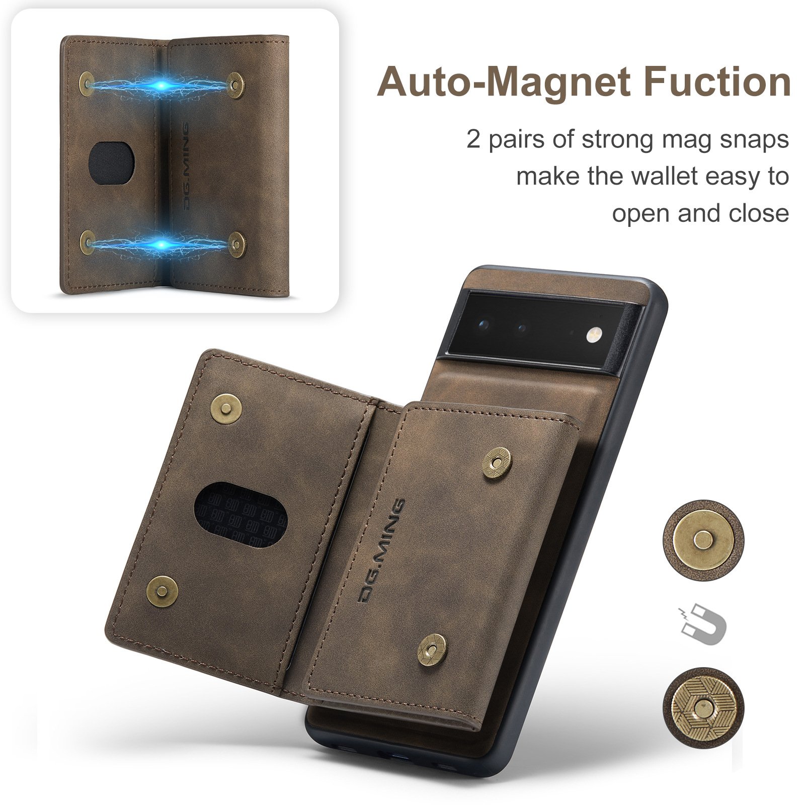 PU Leather Wallet Card Holder for Google Pixel 6 7 8 A Pro Magnetic Mobile Phone Case Cover for Google Pixel 9 Pro XL