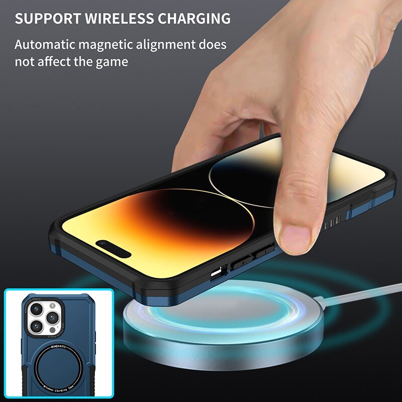 wholesale back cover phone case 2 in 1 TPU and PC magnetic supporting wireless charging for Samsung Galaxy S23