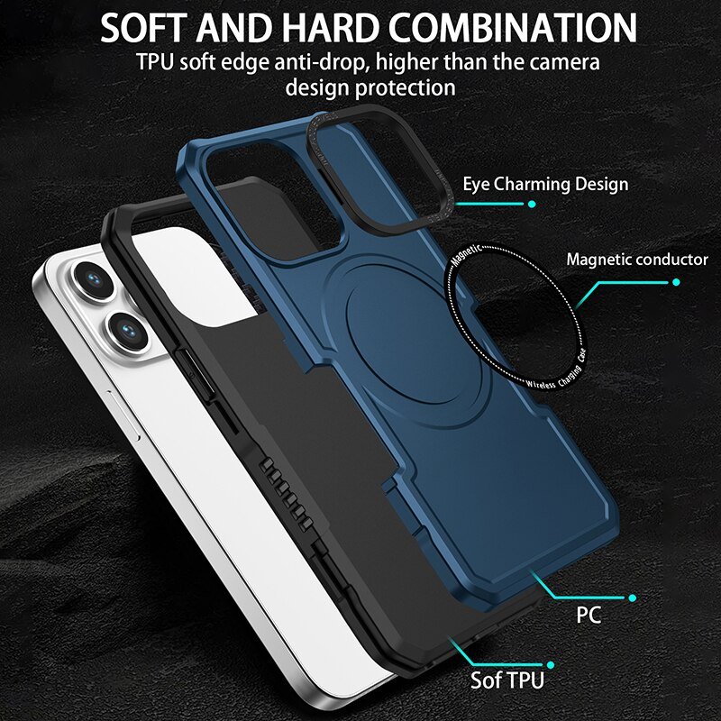 wholesale back cover phone case 2 in 1 TPU and PC magnetic supporting wireless charging for Samsung Galaxy S23