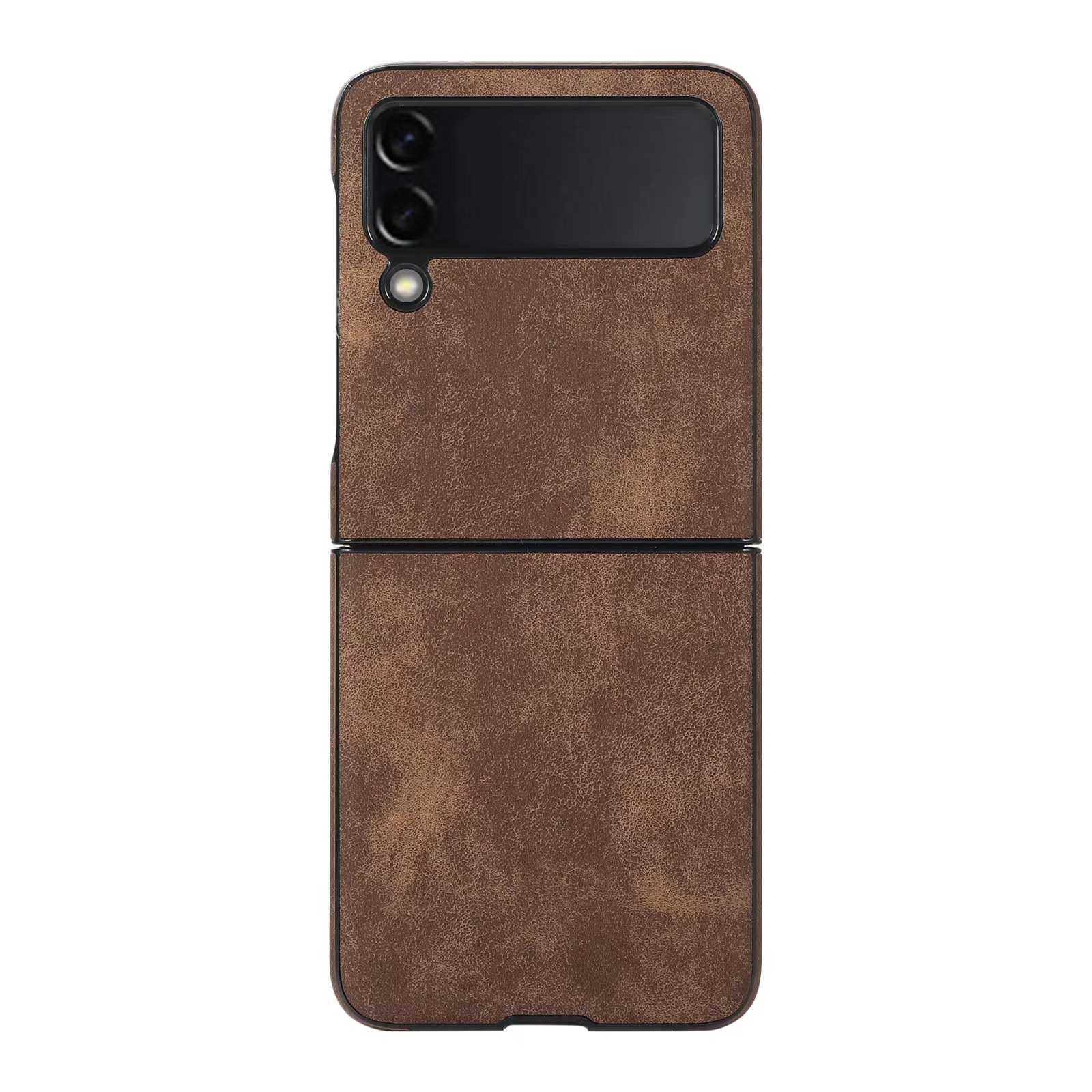 2022 New Model Light Brown Color Flip PU Leather Protective Phone Case For Samsung Galaxy Z Flip4 3 Folding Phone Case Cover
