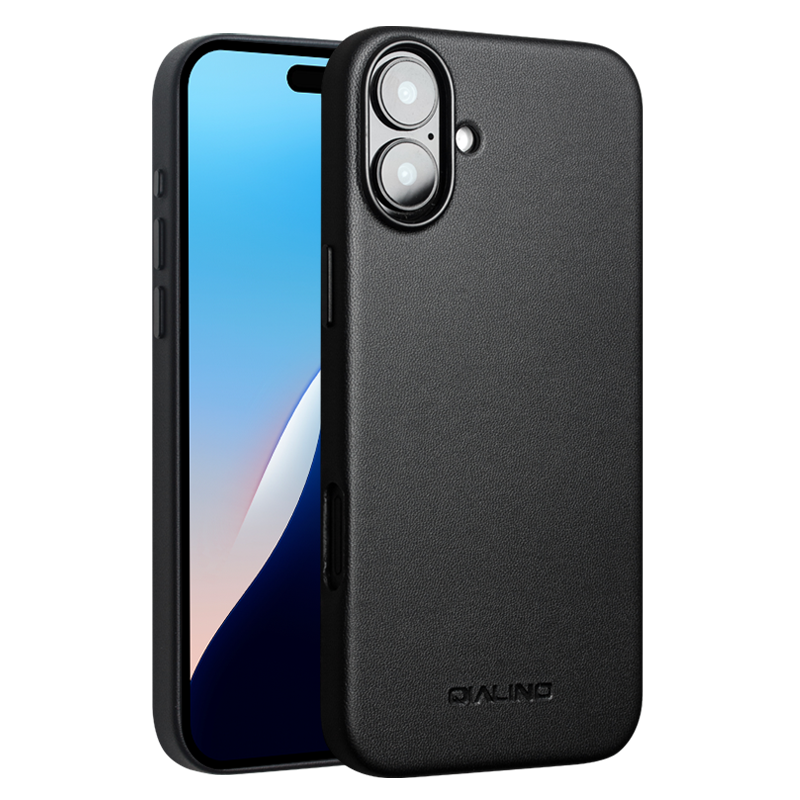 QIALINO High Quality Handmade Leather Mobile Phone Case Wireless Charge Back Cover For iPhone 16 pro max