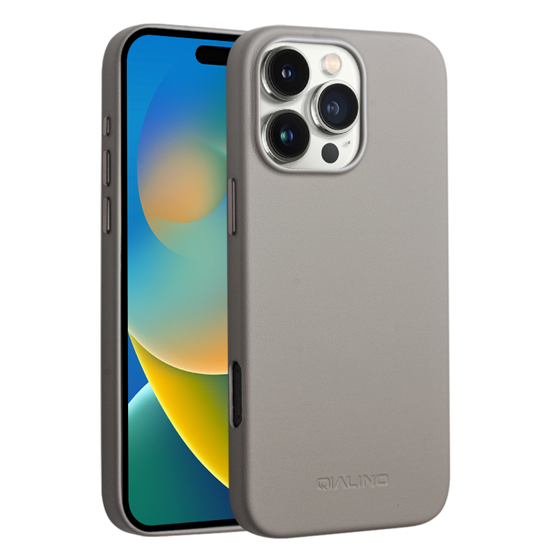 QIALINO High Quality Handmade Leather Mobile Phone Case Wireless Charge Back Cover For iPhone 16 pro max