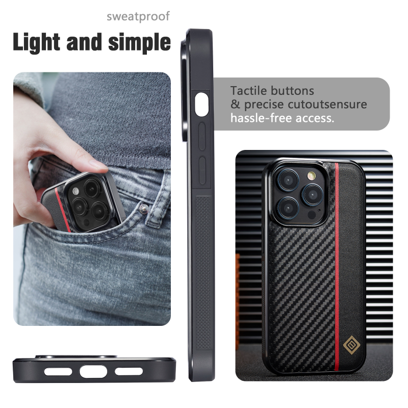 Business Design New Carbon Fiber Leather Mobile Phone Case for iPhone 7 8 Plus X XS XR 11 12 13 mini 14 Plus 15 Pro Max