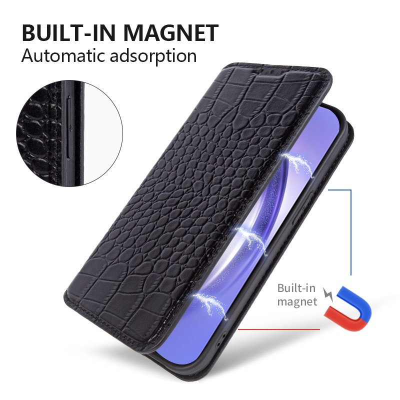Genuine Leather Case For iPhone 14 13 12 Pro Max Back Cove Magnetic Flip Wallet Phone Card Case Anti Theft Brush