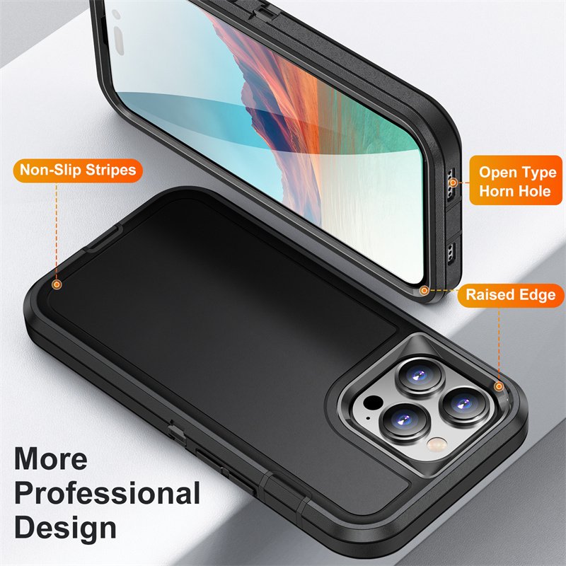 Heavy Duty Defender Case For iPhone 16 15 14 13 12 11 Pro Max TPU Anti Slide Rugged Shockproof Mobile Phone Back Cover