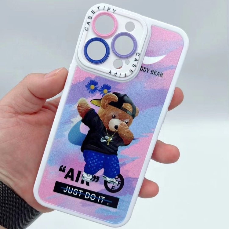 China supplier hot selling fashion luxury custom cute teddy bear mobile phone case for iphone 15 14 13 12 11 pro max plus 7 8