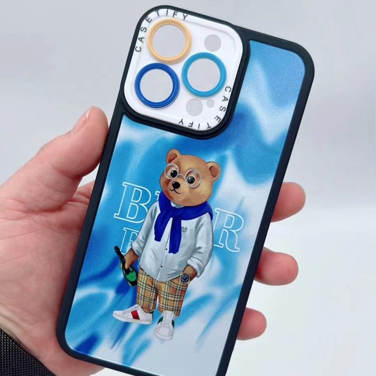 China supplier hot selling fashion luxury custom cute teddy bear mobile phone case for iphone 15 14 13 12 11 pro max plus 7 8