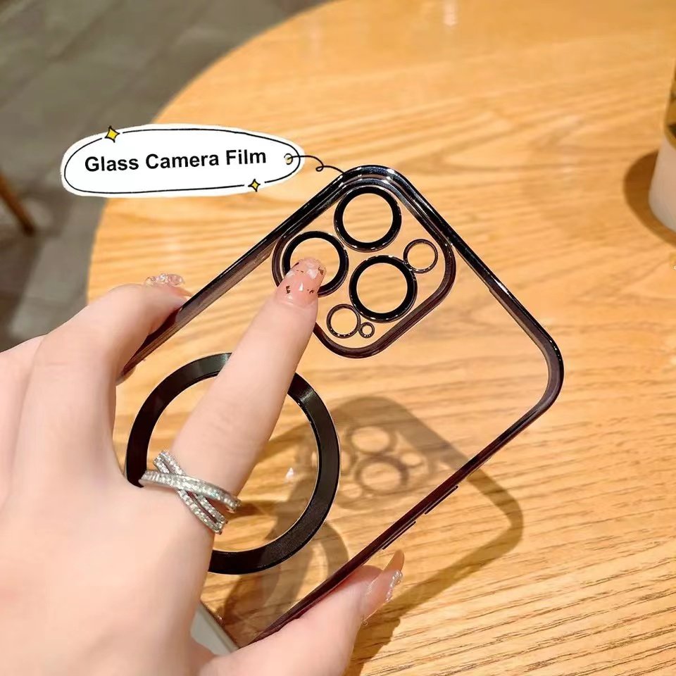 New Luxury Soft Full Protective Cover With Lens Protection Clear Magnetic Cell Phone Cases For iPhone 16 15 14 13 12 11 Pro Max