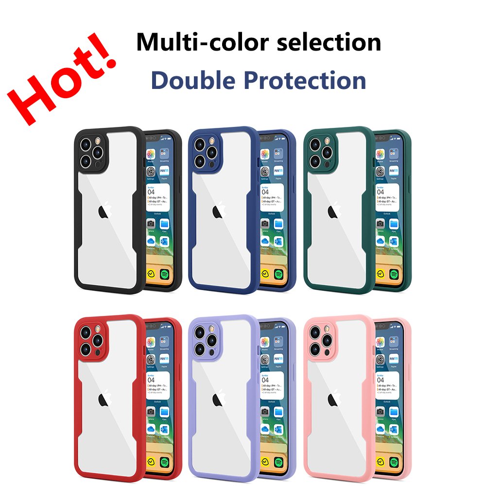 Wholesale 360 Full Protect For iPhone 15 14 13 12 Plus Pro Max Case TPU + Acrylic + PET screen Protector Mobile Phone Case