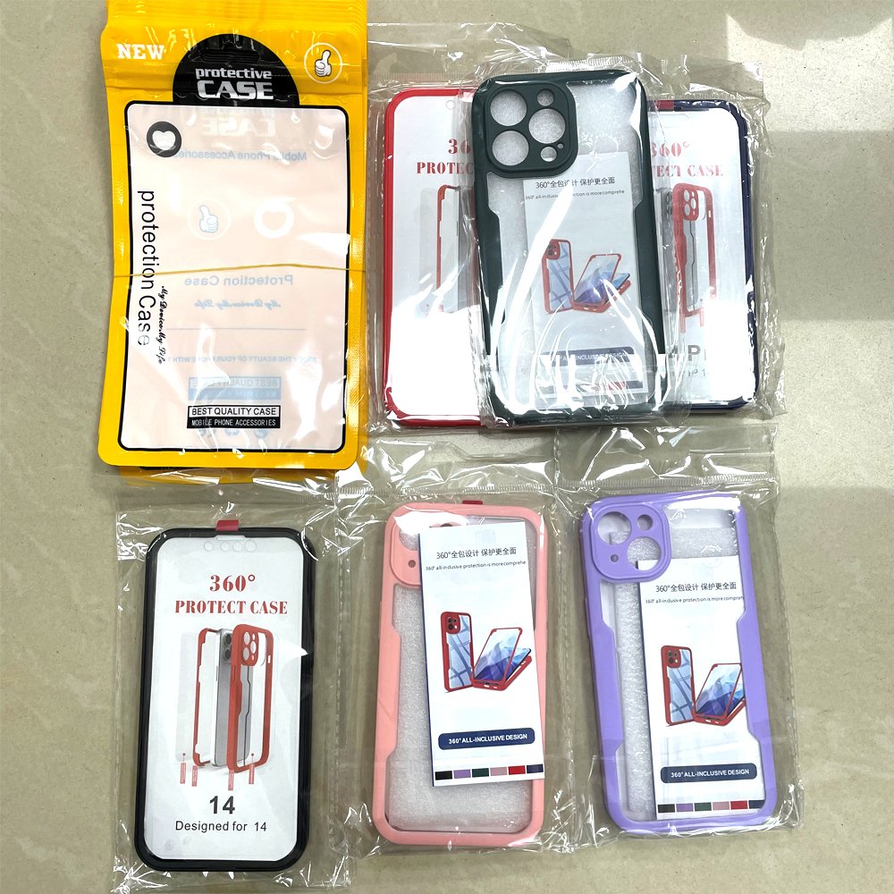 Wholesale 360 Full Protect For iPhone 15 14 13 12 Plus Pro Max Case TPU + Acrylic + PET screen Protector Mobile Phone Case