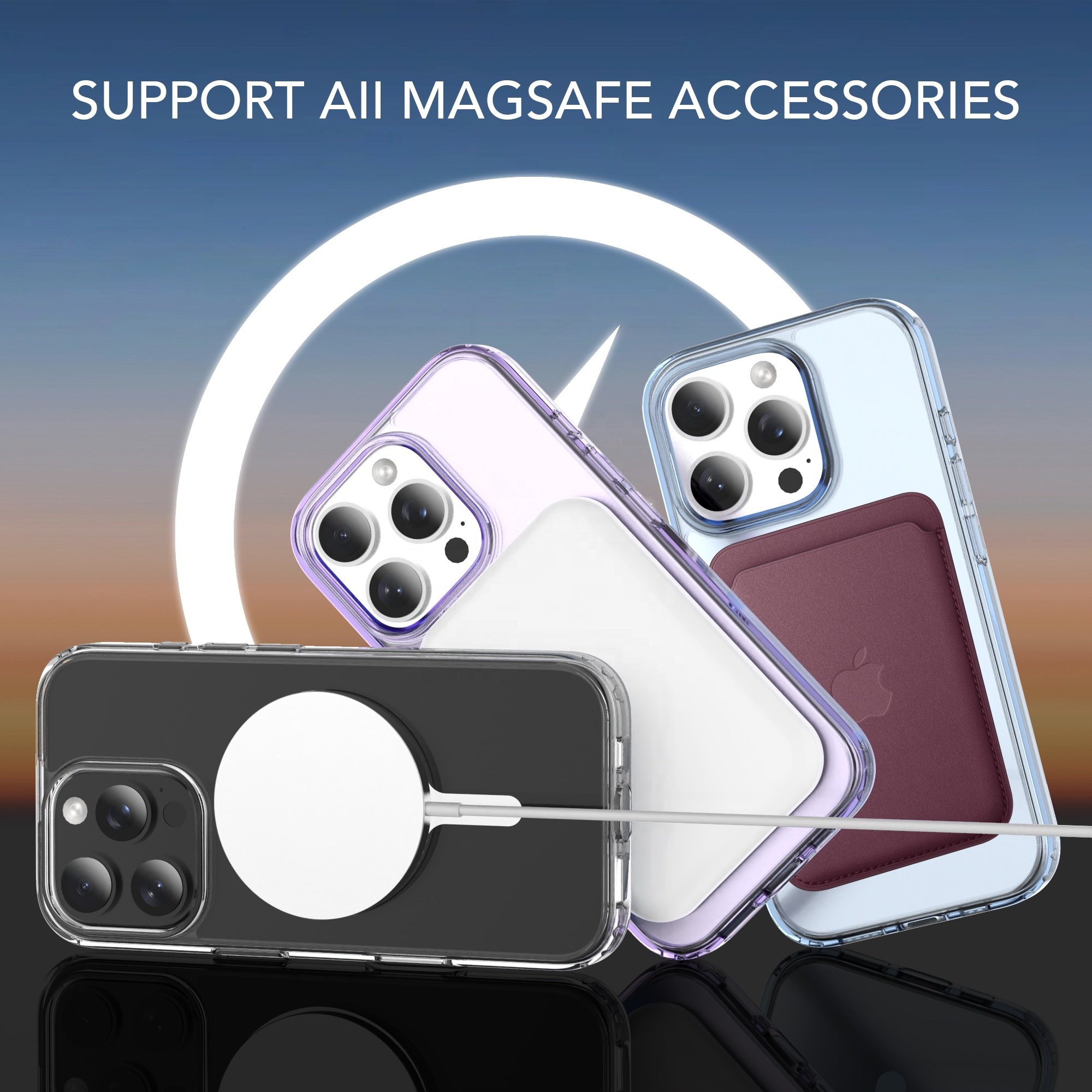 Luxury Shockproof Clear Transparent Phone Case For iPhones 12 13 14 15 16 Pro Max Wireless Charging Magnetic mobile phone cases