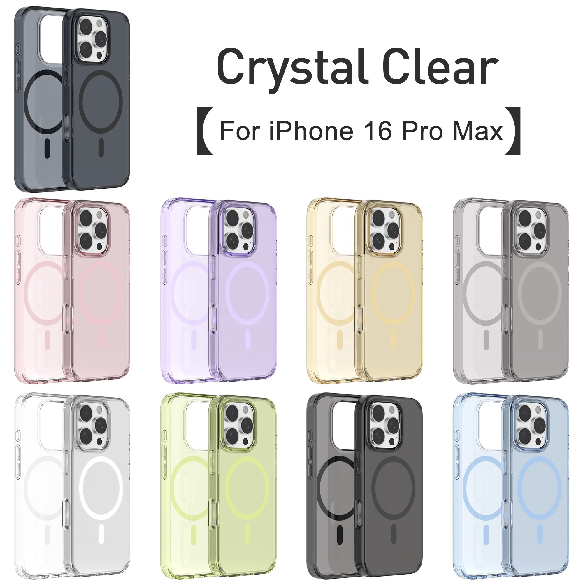 Luxury Shockproof Clear Transparent Phone Case For iPhones 12 13 14 15 16 Pro Max Wireless Charging Magnetic mobile phone cases