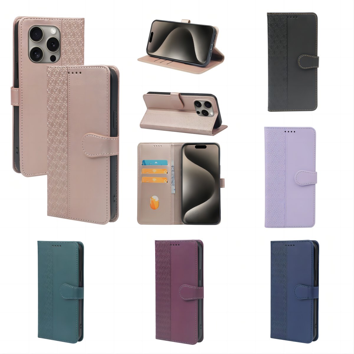 Luxury PU Leather Wallet Bag Phone Case For iPhone 12 13 14 Plus 15 16 Pro Max with Magnetic Cover Card Holder