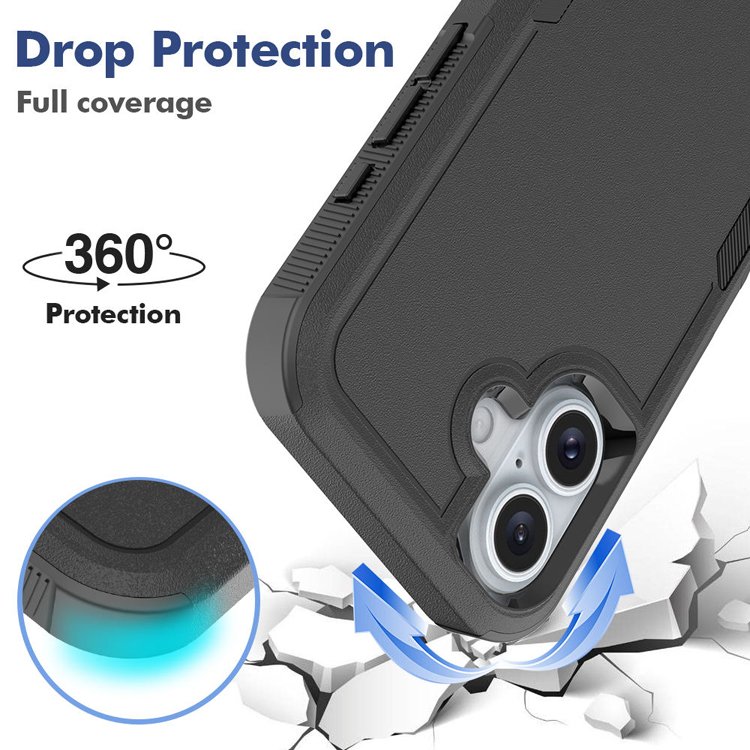 Heavy Duty Armor Bumper 2 In 1 Drop Protection Hard PC Defend Phone Case For iPhone 12 13 14 15 16 16 Pro Max