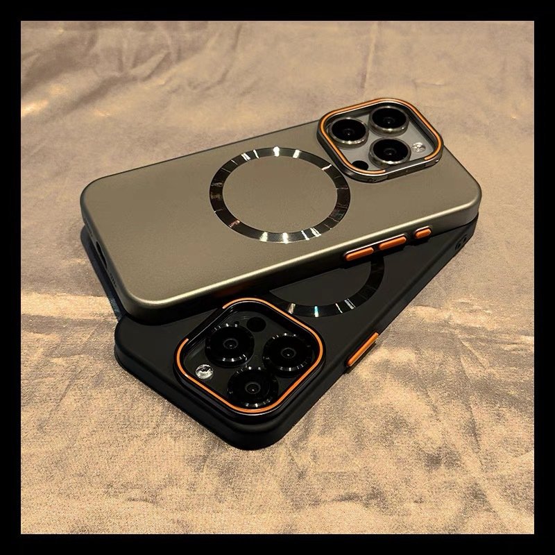 2024 New Gold magnetic titanium gray phone case For iPhone16promax 16plus 13/14pro optical frame bracket PC case 15pro