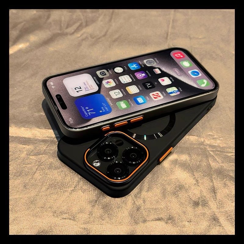2024 New Gold magnetic titanium gray phone case For iPhone16promax 16plus 13/14pro optical frame bracket PC case 15pro