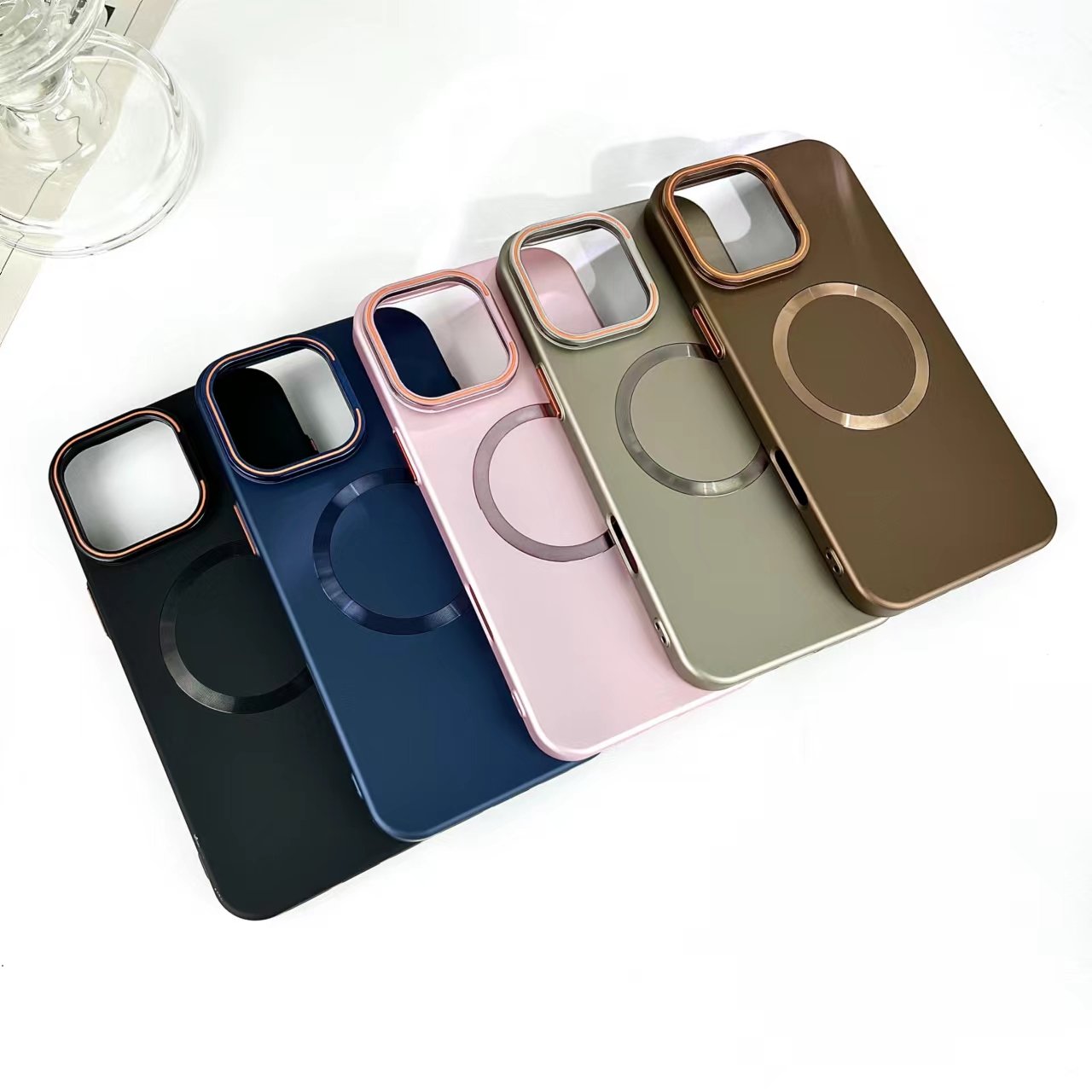 2024 New Gold magnetic titanium gray phone case For iPhone16promax 16plus 13/14pro optical frame bracket PC case 15pro