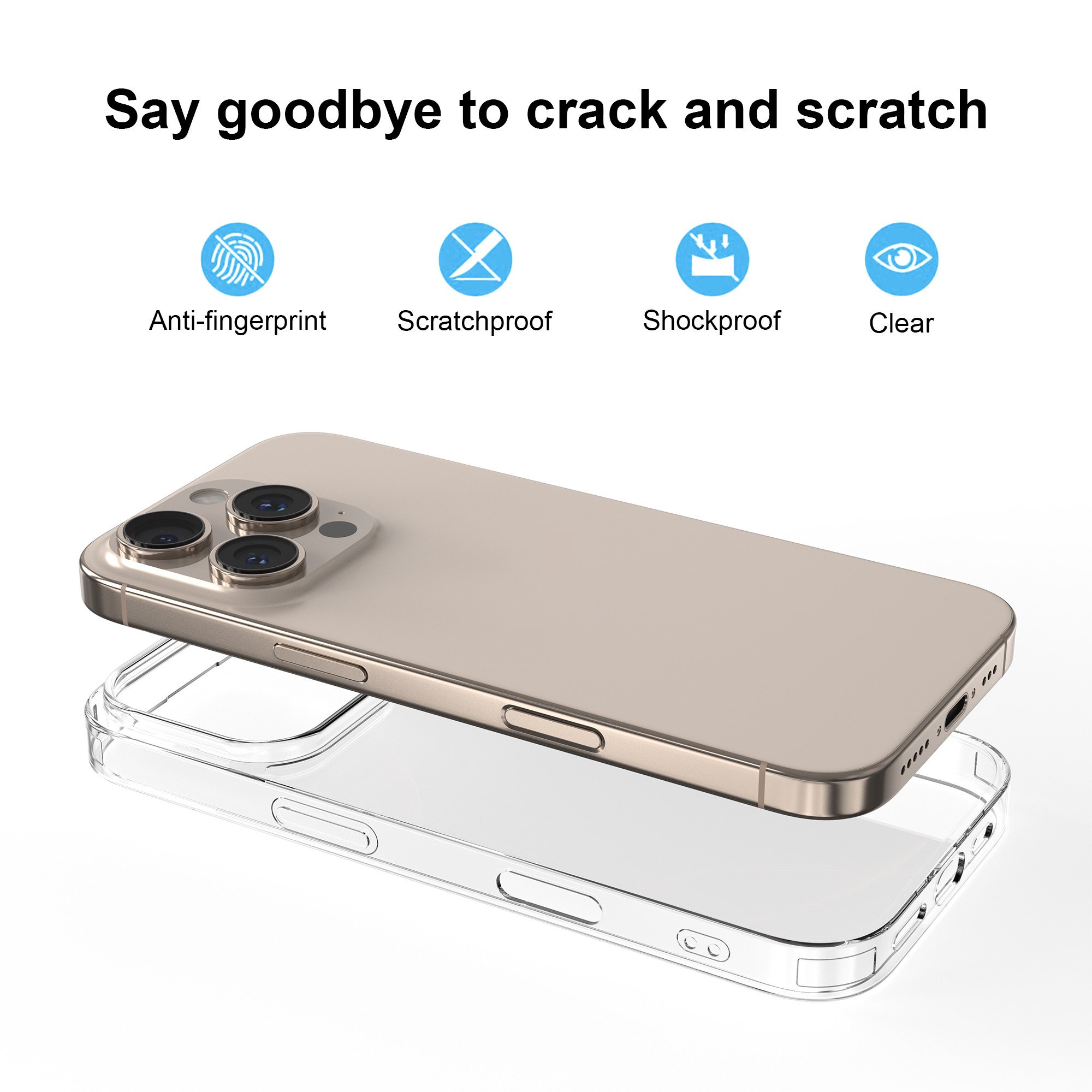 For iPhone 16 Pro Case TPU PC Clear Mobile Phone Case for iPhone 16 Plus 16 Pro Max Shockproof Transparent Phone Cover