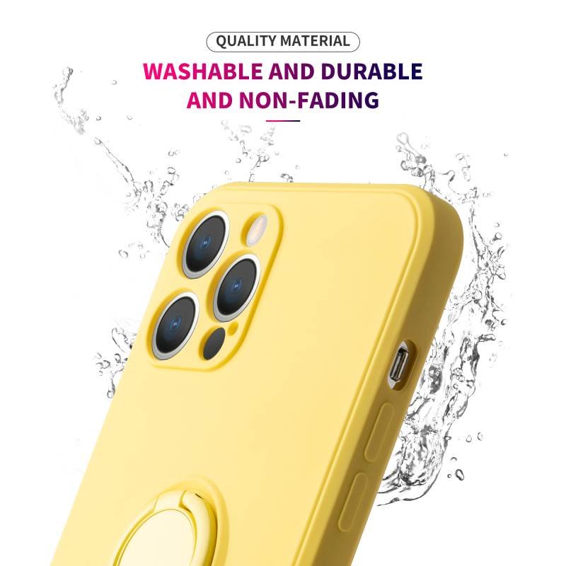 New Liquid Silicone Phone Case For iPhone 16 15 14 13 12 11 Pro XR XS Max 7 8 Plus With Ring Stand Holder Soft Back Cover