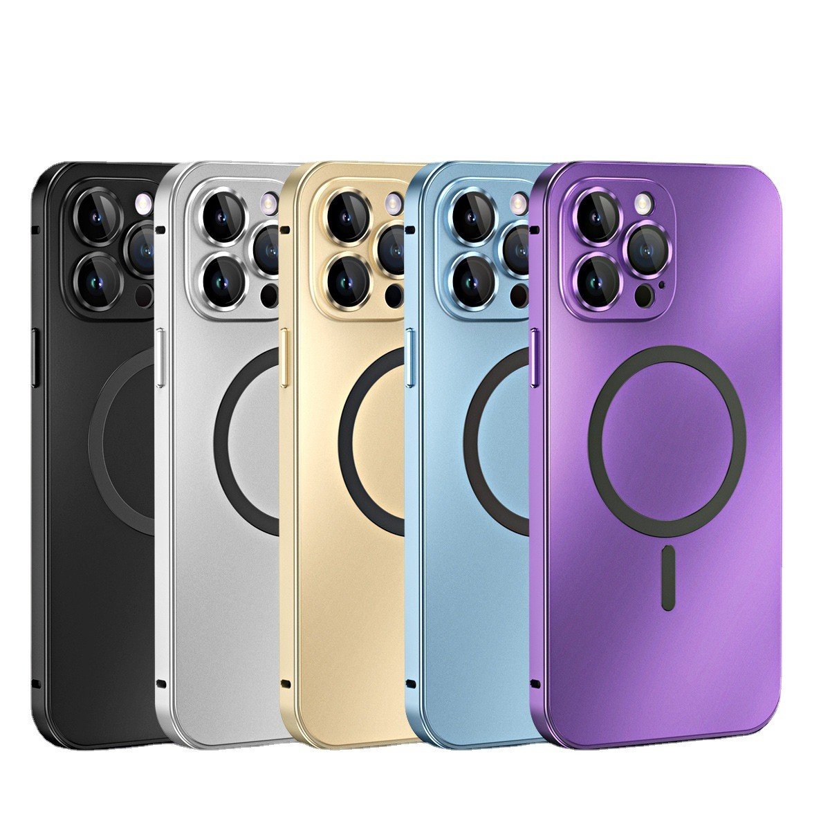 For iPhone 15 ProMax Luxury Matte Case for iPhone 15 14 13 12 Pro Max Plus Snap Buckle Aluminum Alloy Frame PC Cover