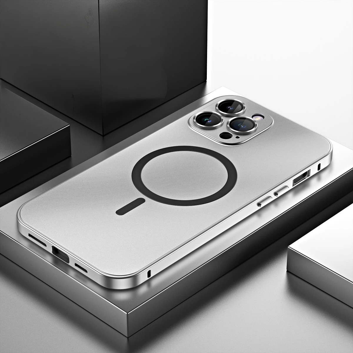For iPhone 15 ProMax Luxury Matte Case for iPhone 15 14 13 12 Pro Max Plus Snap Buckle Aluminum Alloy Frame PC Cover
