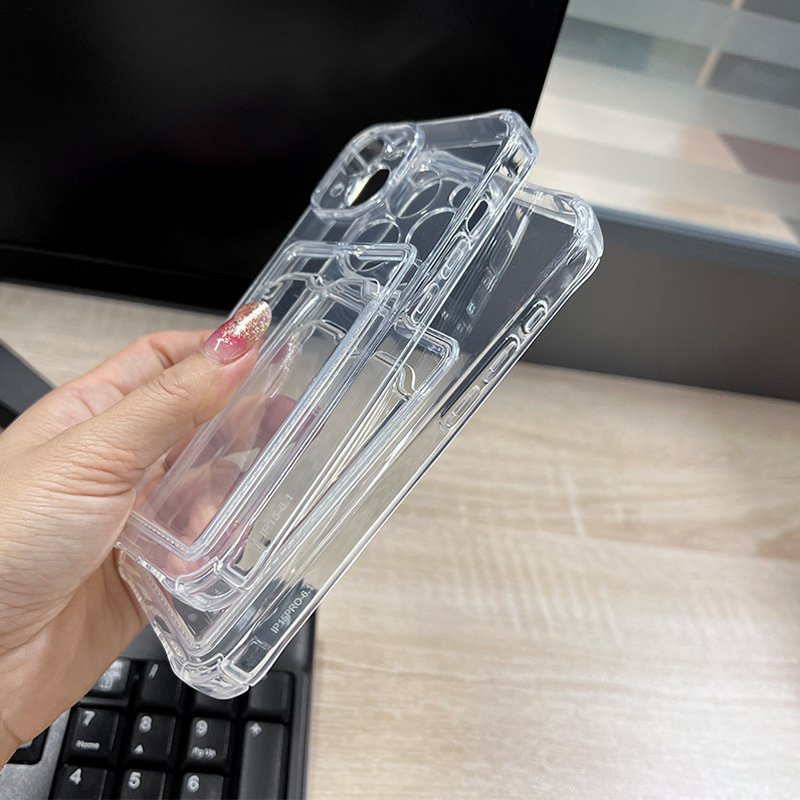 for iPhone 16 Pro Case Clear Card Slot Wallet Mobile Phone Case For iPhone 16 15 Pro Max 16 Plus Phone Cover
