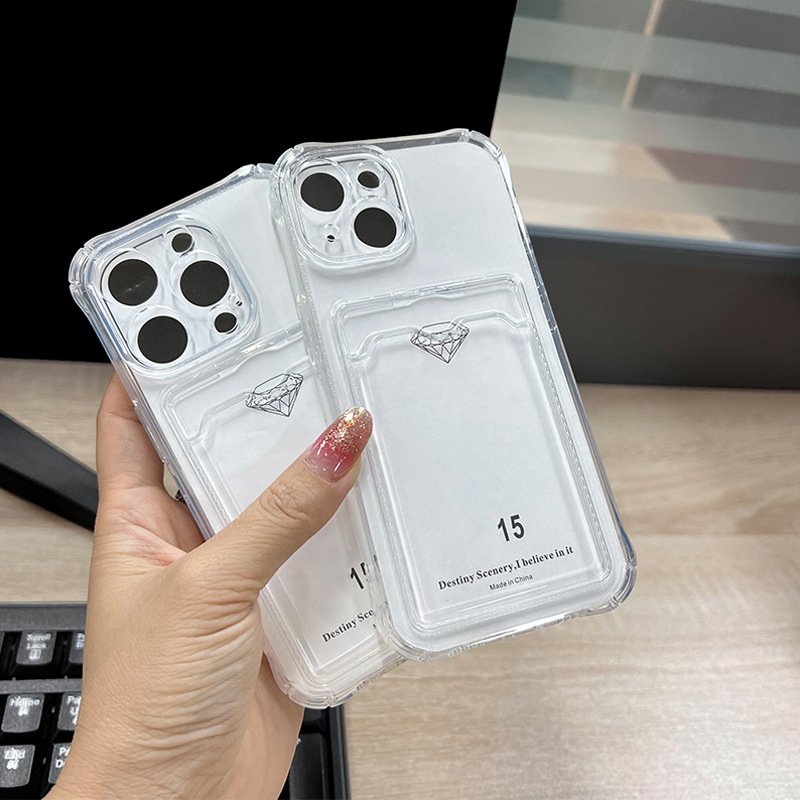 for iPhone 16 Pro Case Clear Card Slot Wallet Mobile Phone Case For iPhone 16 15 Pro Max 16 Plus Phone Cover