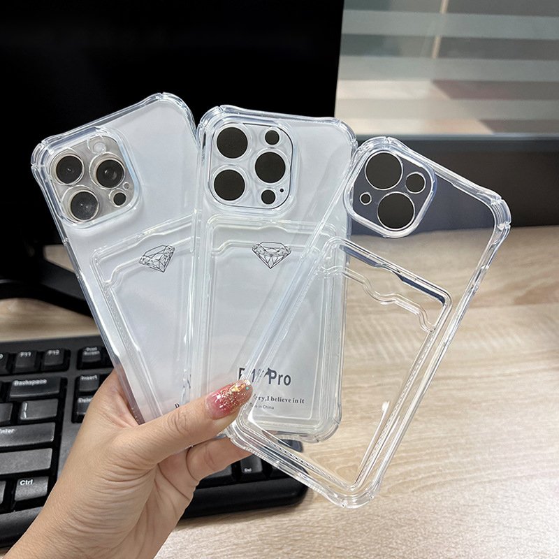 for iPhone 16 Pro Case Clear Card Slot Wallet Mobile Phone Case For iPhone 16 15 Pro Max 16 Plus Phone Cover