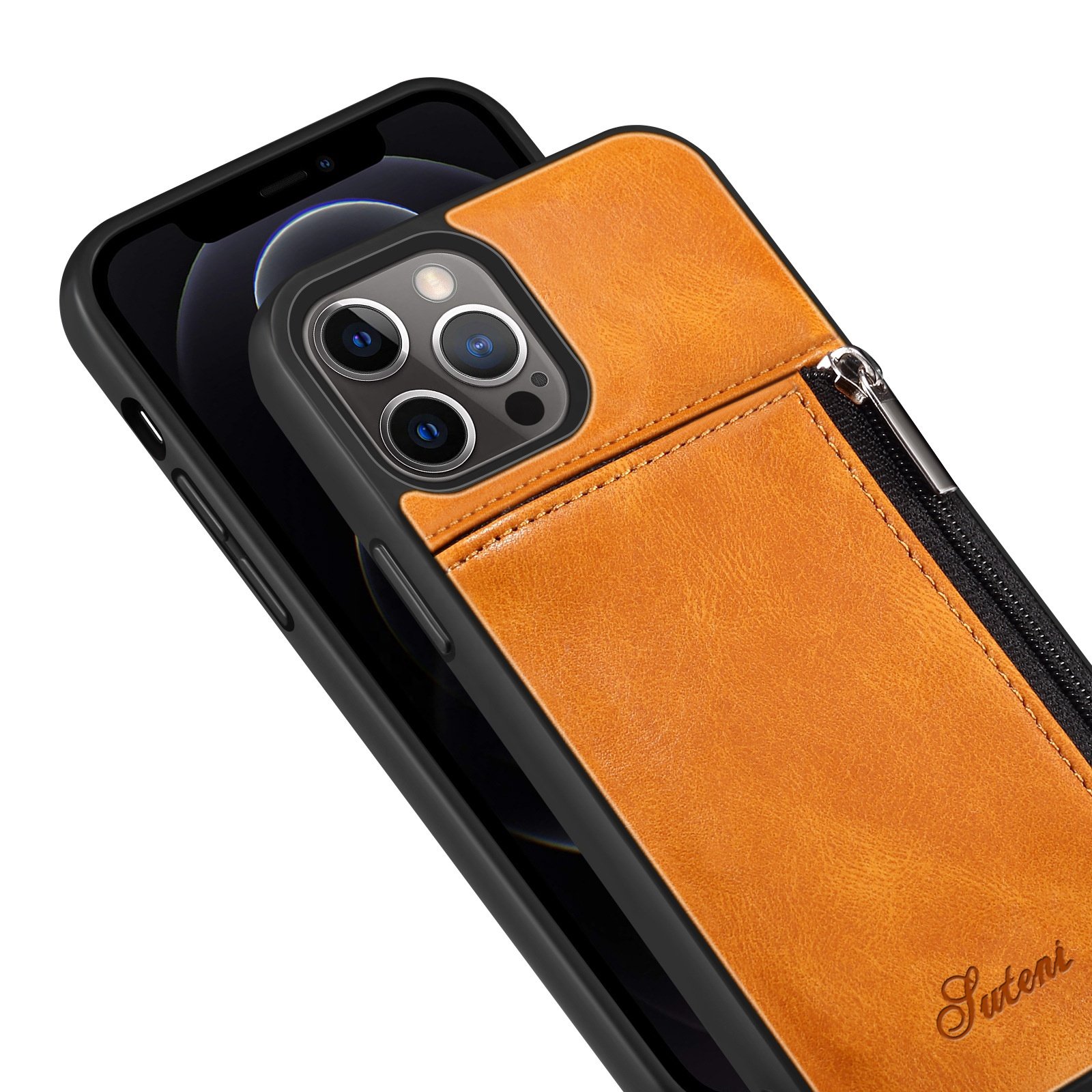 Luxury Leather Business Cell Phone Case Wallet Purses for iPhone 14 Mobile Phone Case with Pocket with Zipper