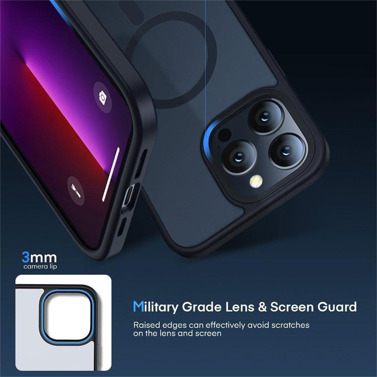 Magnetic Case For 16 Series MIL-Grade Translucent Matte Back Anti-Fingerprint Anti-Scratch Phone Case For iPhone 15 Pro Max 14