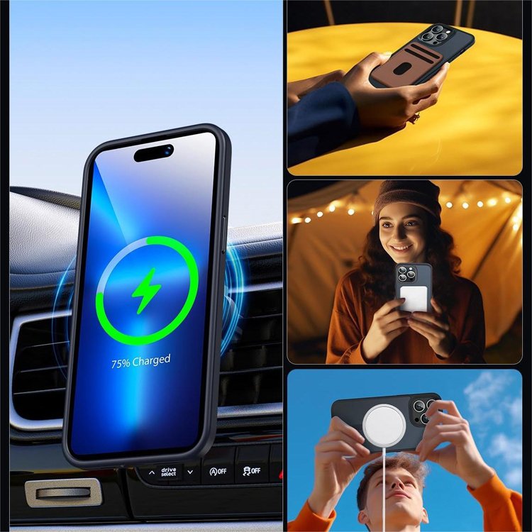 Magnetic Case For 16 Series MIL-Grade Translucent Matte Back Anti-Fingerprint Anti-Scratch Phone Case For iPhone 15 Pro Max 14