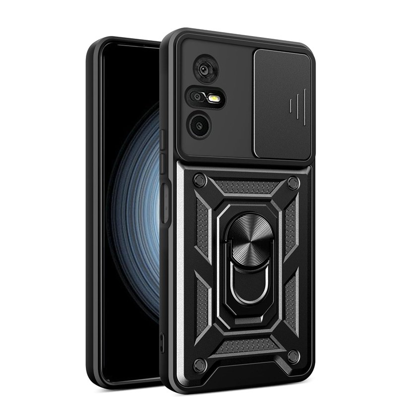 Slide Camera Lens Protection Window Mobile Phone Cases For TCL 50 SE XE XL 4G 5G Metal Ring Kickstand Shockproof Back Cover