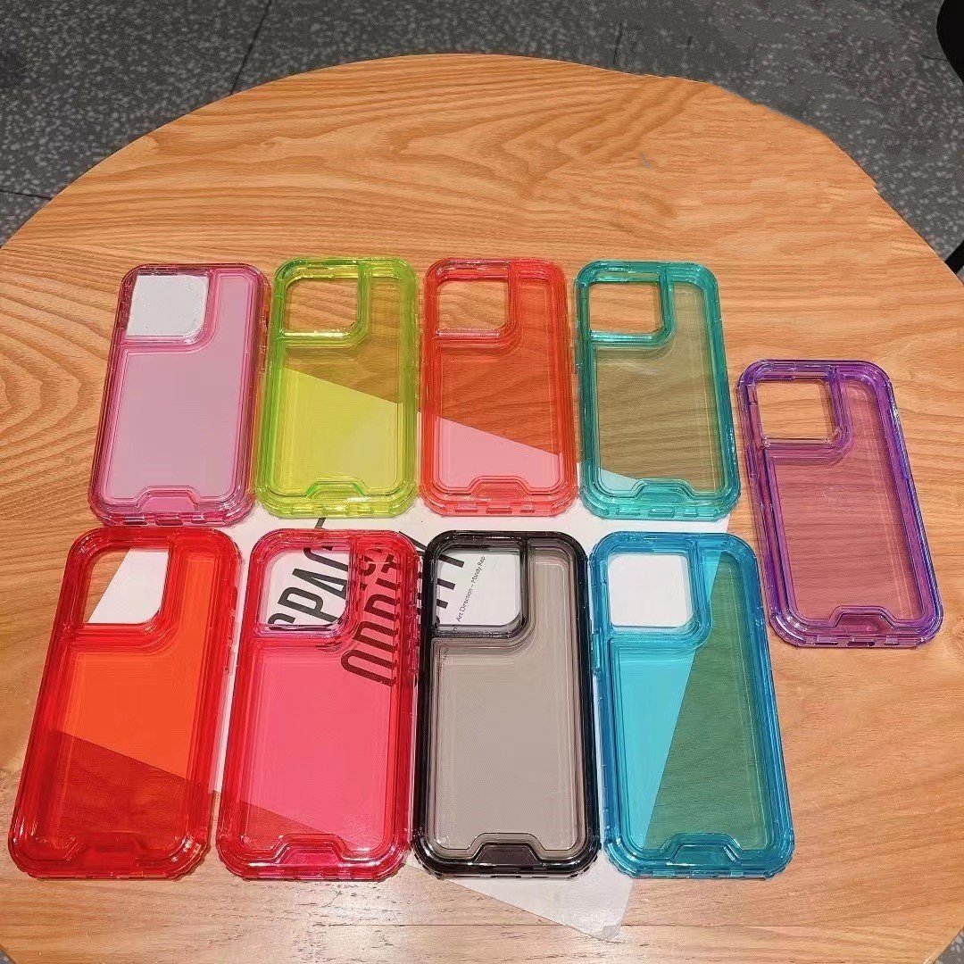 GSCASE 3 in 1 PC TPU Clear Mobile Phone Case Wholesale Shockproof 360 Degree Mobile Phone Cover For Iphone13 Pro Max 14 15