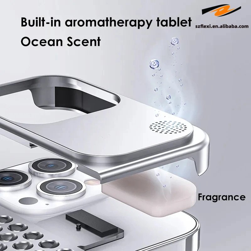 Custom Aromatherapy Shockproof Anti-Fall Aluminum Alloy Metal Mobile Phone Case For Iphone 12 13 14 15 Pro Max Plus