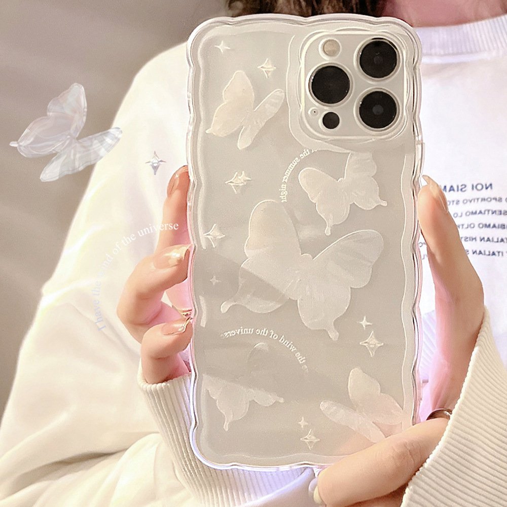 2024 Top Selling Transparent Flower TPU Case Trendy Flower Butterfly Cell Mobile Phone Case for iphone 16 15 14 13 12 11 pro max