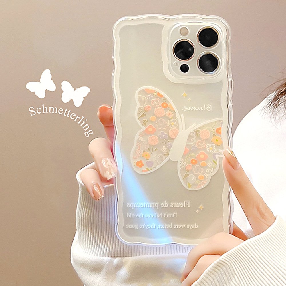 2024 Top Selling Transparent Flower TPU Case Trendy Flower Butterfly Cell Mobile Phone Case for iphone 16 15 14 13 12 11 pro max
