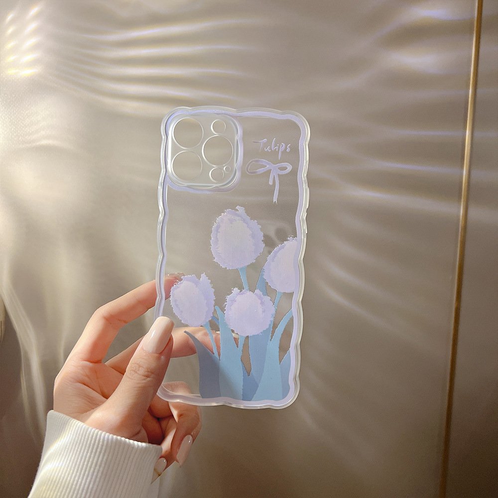 2024 Top Selling Transparent Flower TPU Case Trendy Flower Butterfly Cell Mobile Phone Case for iphone 16 15 14 13 12 11 pro max
