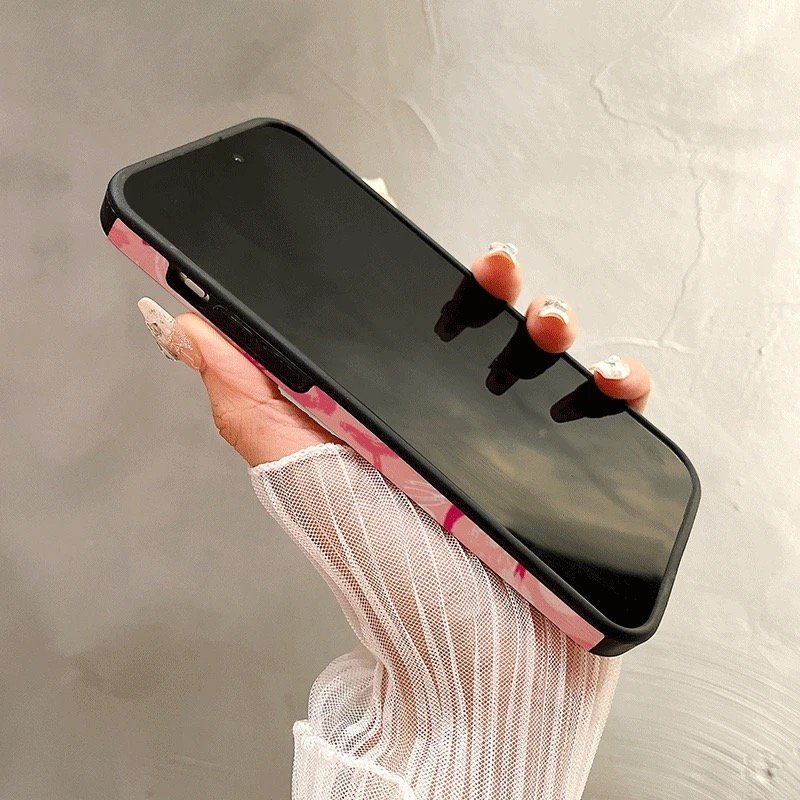 USLION Pink Love Style Mobile Phone Case Phone Cover TPU Material Cell Phone Back Protective Case for iP 15/14/13/12/11 Pro Max