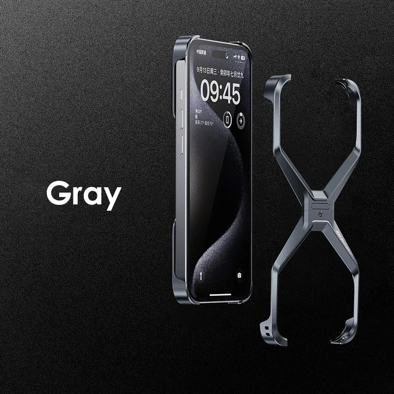 Design Aluminum Alloy Frameless Heat Dissipation Phone Case For iPhone 16 15 Pro Max 14 13 Pro Metal Bumper Shockproof Cover